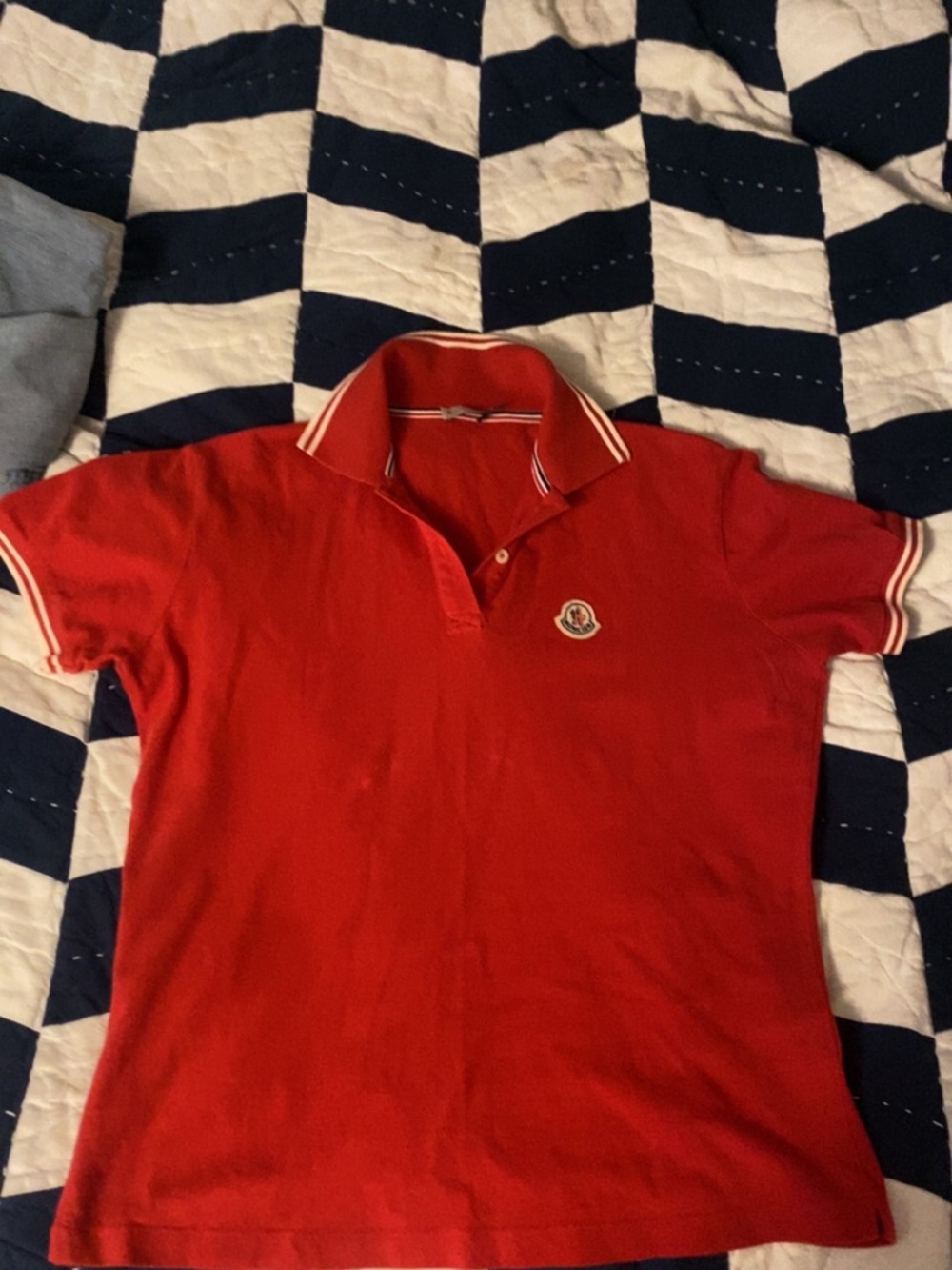 Moncler Red Polo with Contrast Trim